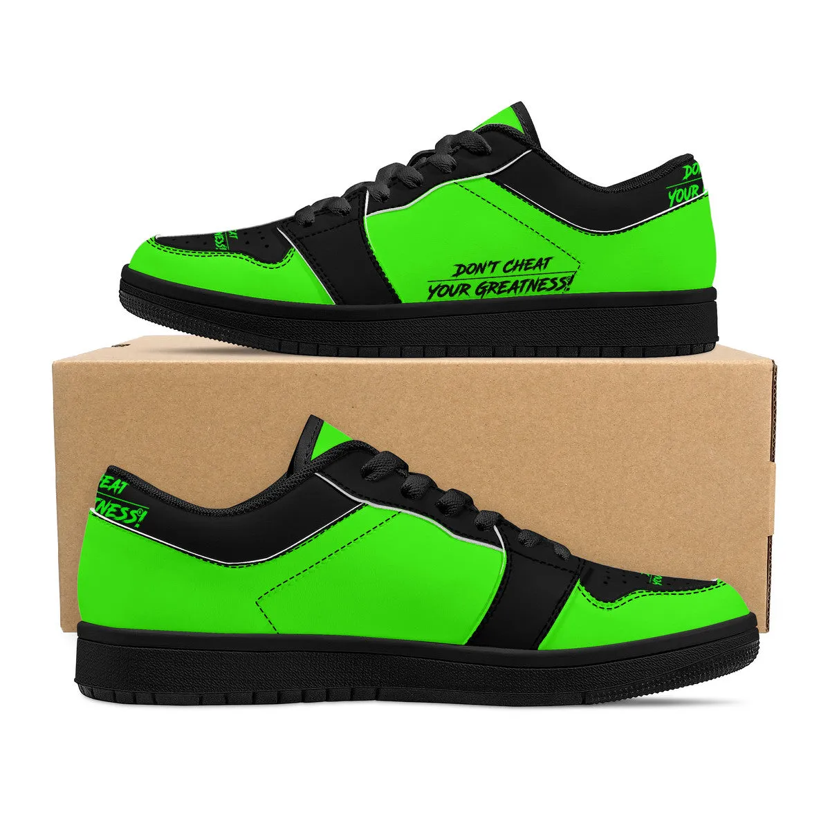 DCYG G4's Green & Black  Black Sole Low-Top Leather Sneakers