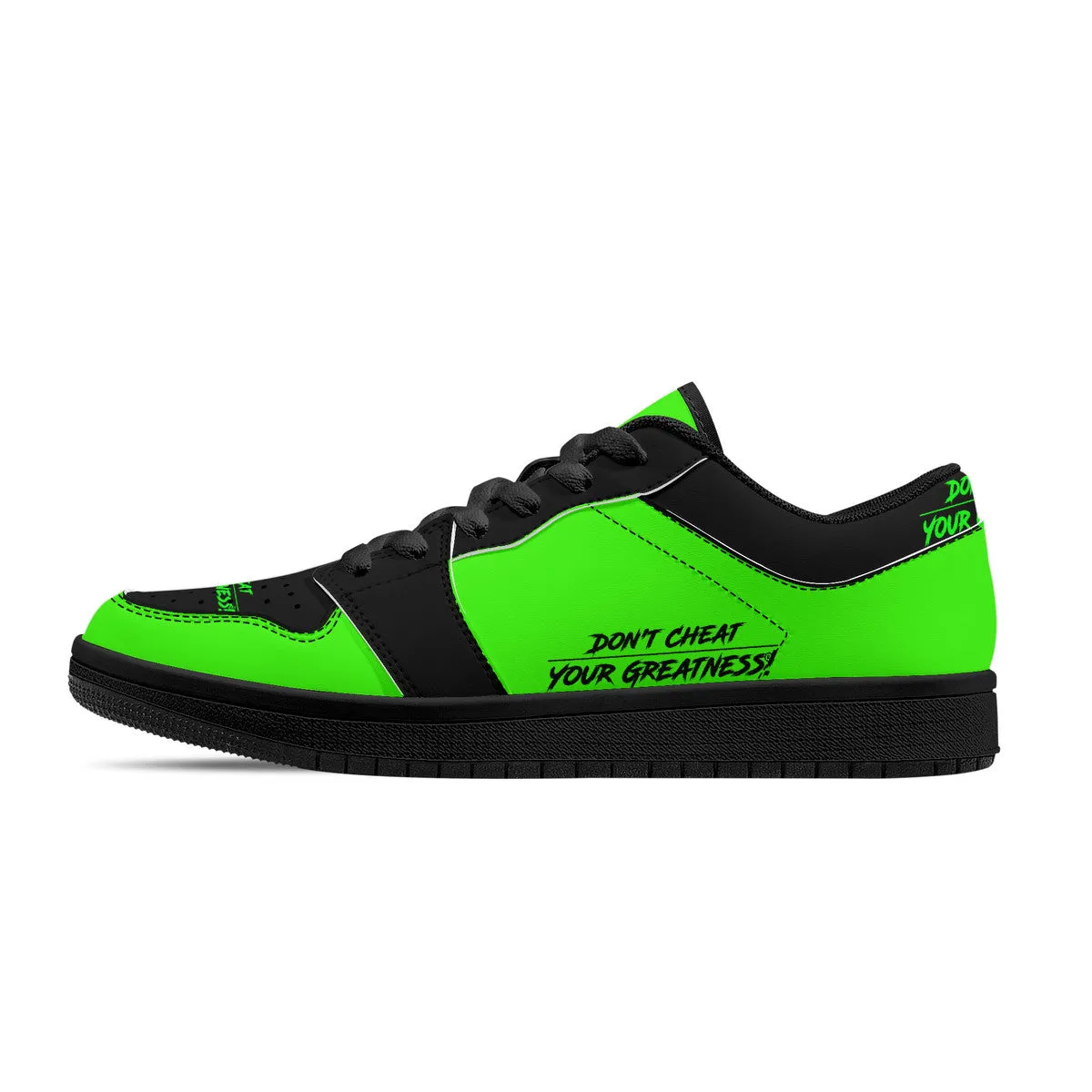 DCYG G4's Green & Black  Black Sole Low-Top Leather Sneakers