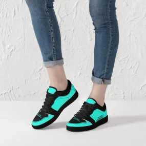 DCYG G4's Turquoise & Black, Black Sole Low-Top Leather Sneakers