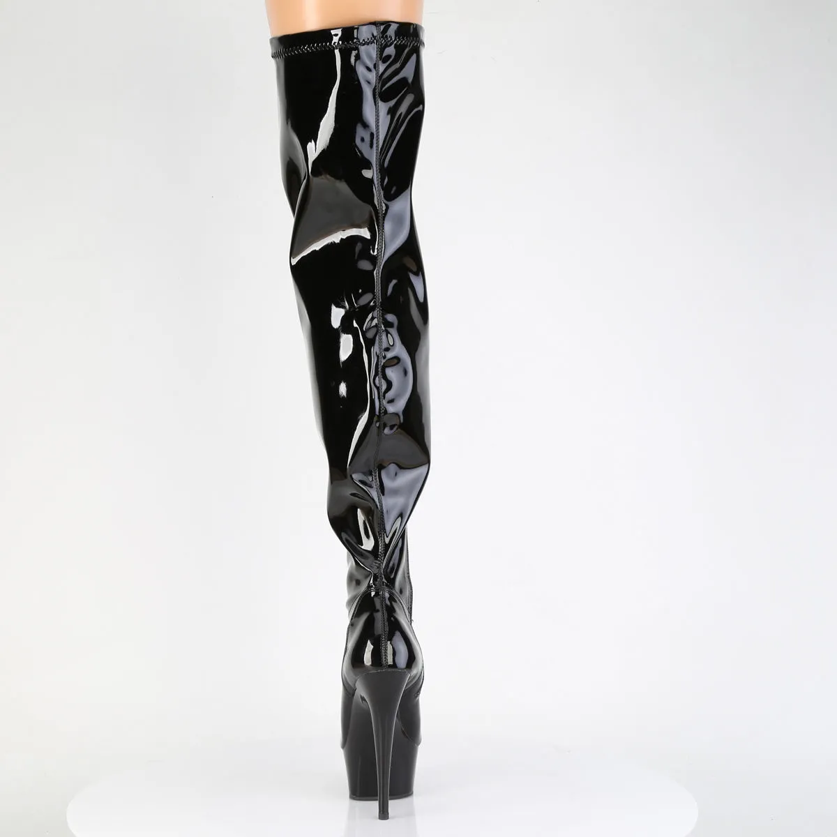 DELIGHT-3000WCF Pleaser Black Patent Thigh High Platform Boots