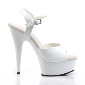 Delight 609 White Patent 6" High Heel Ankle Strap Sandals - Direct