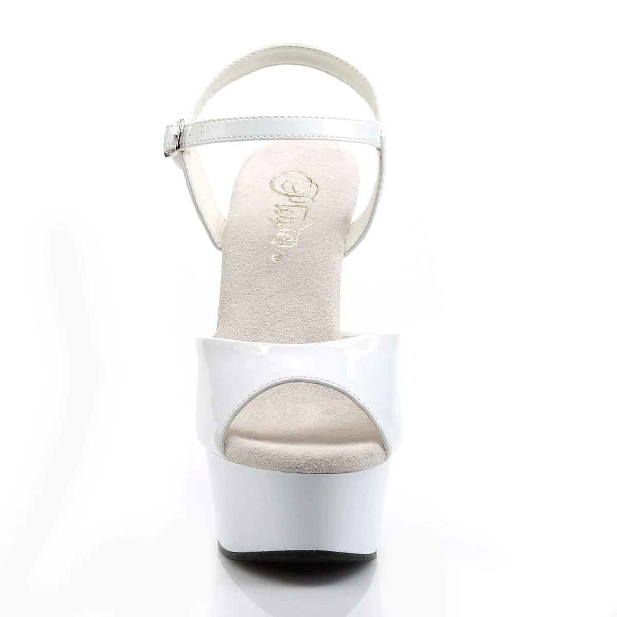 Delight 609 White Patent 6" High Heel Ankle Strap Sandals - Direct