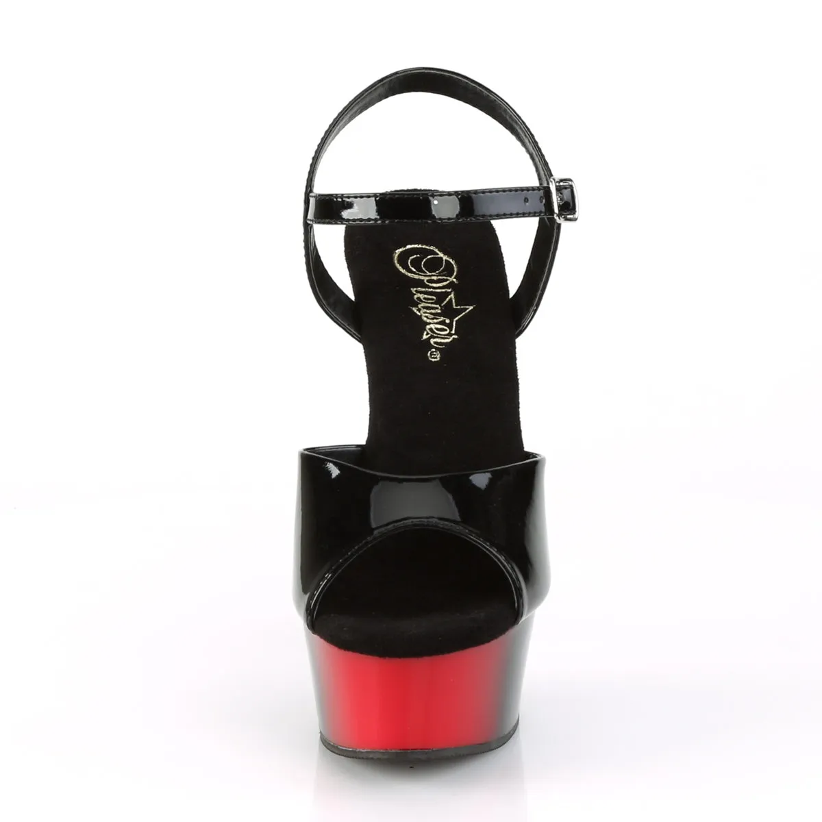 Delight 609BR Black / Red Patent 6" High Heel Ankle Strap Sandals - Direct