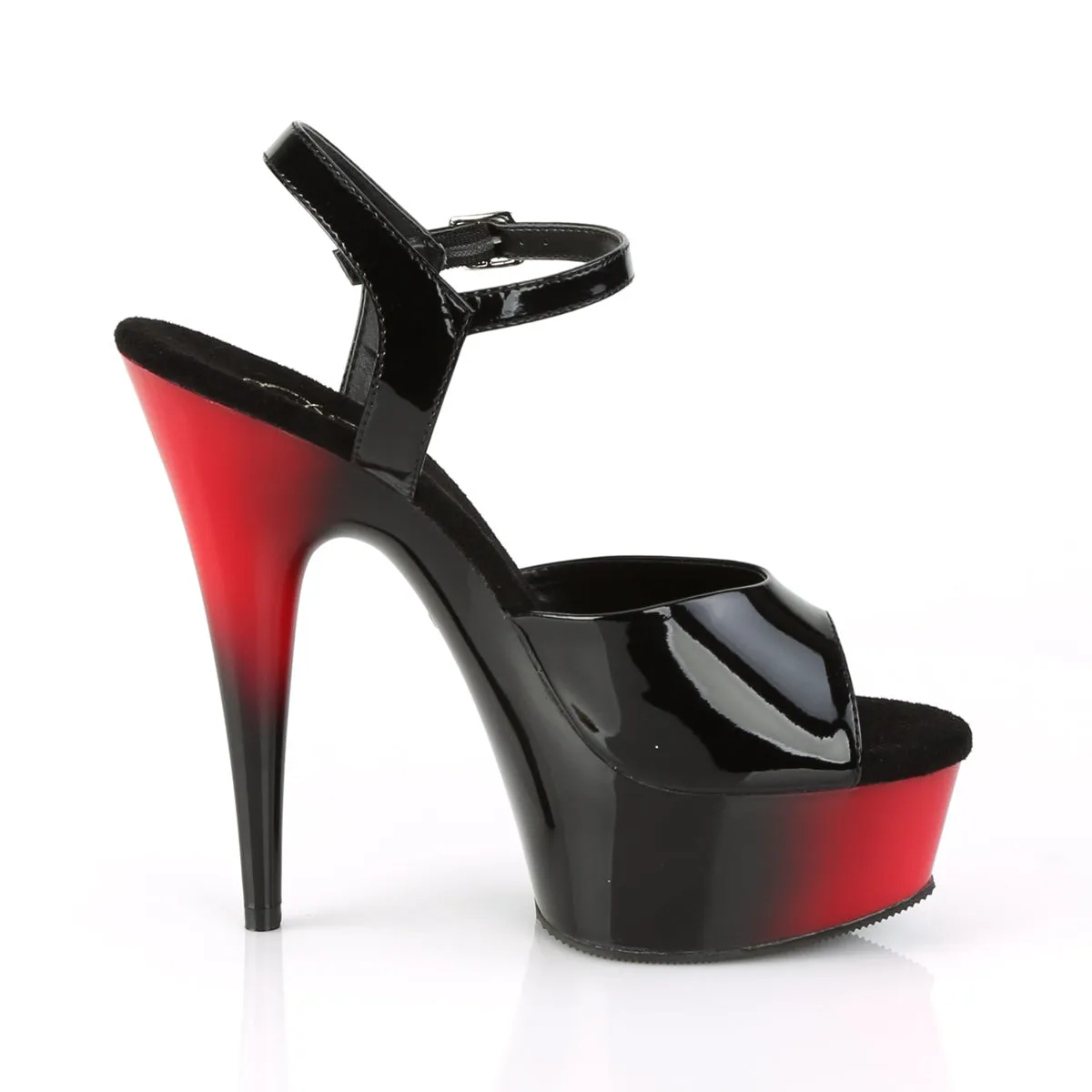 Delight 609BR Black / Red Patent 6" High Heel Ankle Strap Sandals - Direct