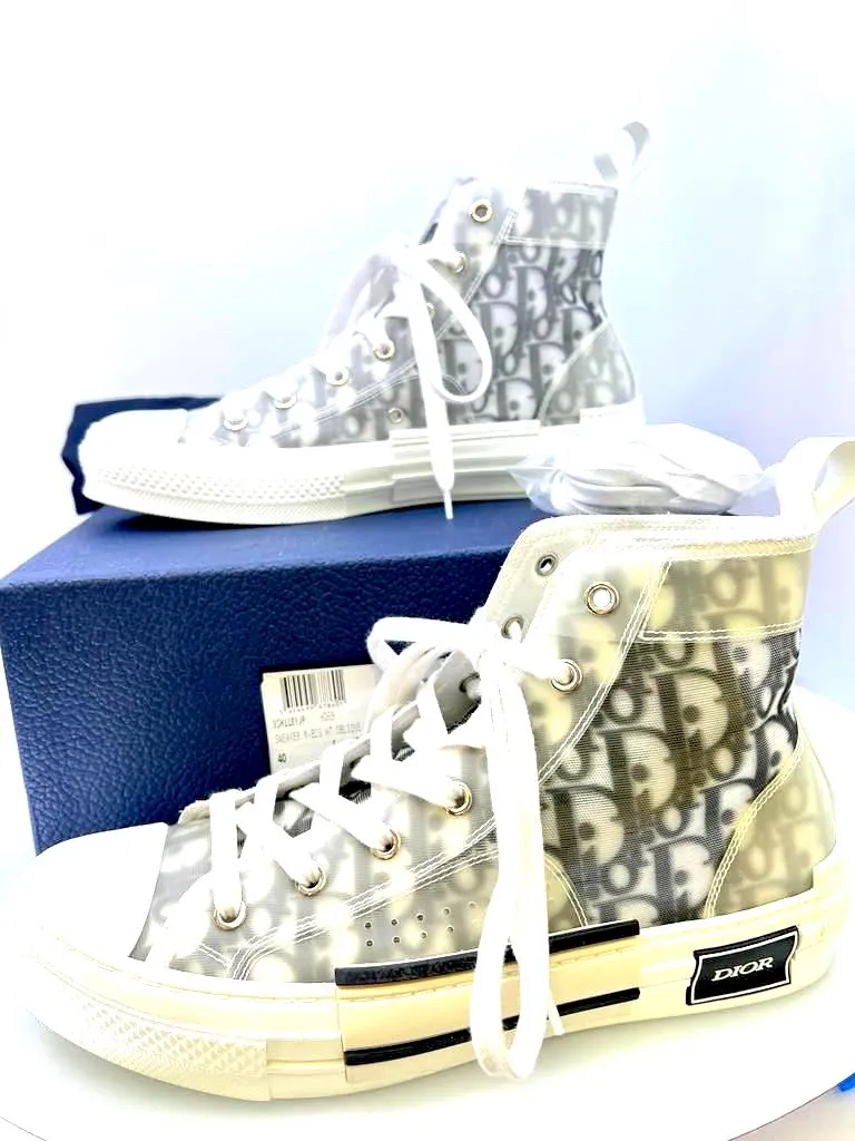 DIOR B23 HIGH-TOP DIOR OBLIQUE CANVAS SNEAKERS