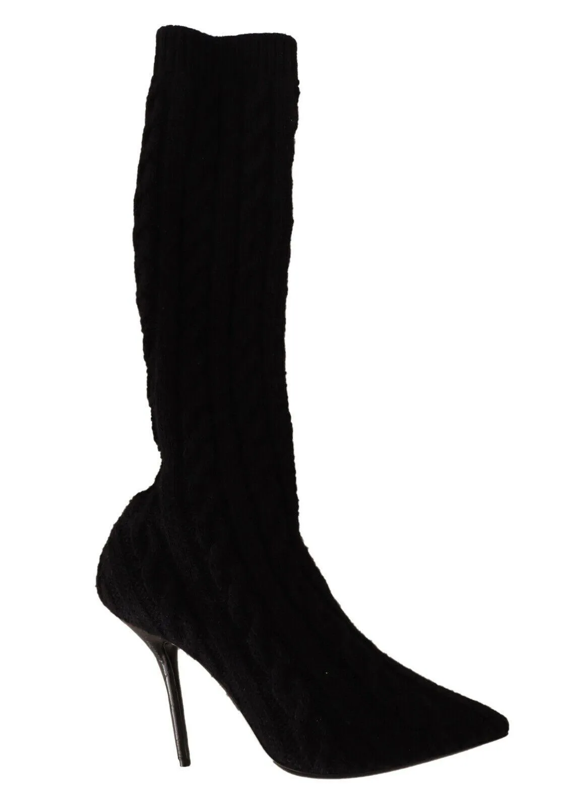 Dolce & Gabbana Black Stretch Socks Knee High Boots