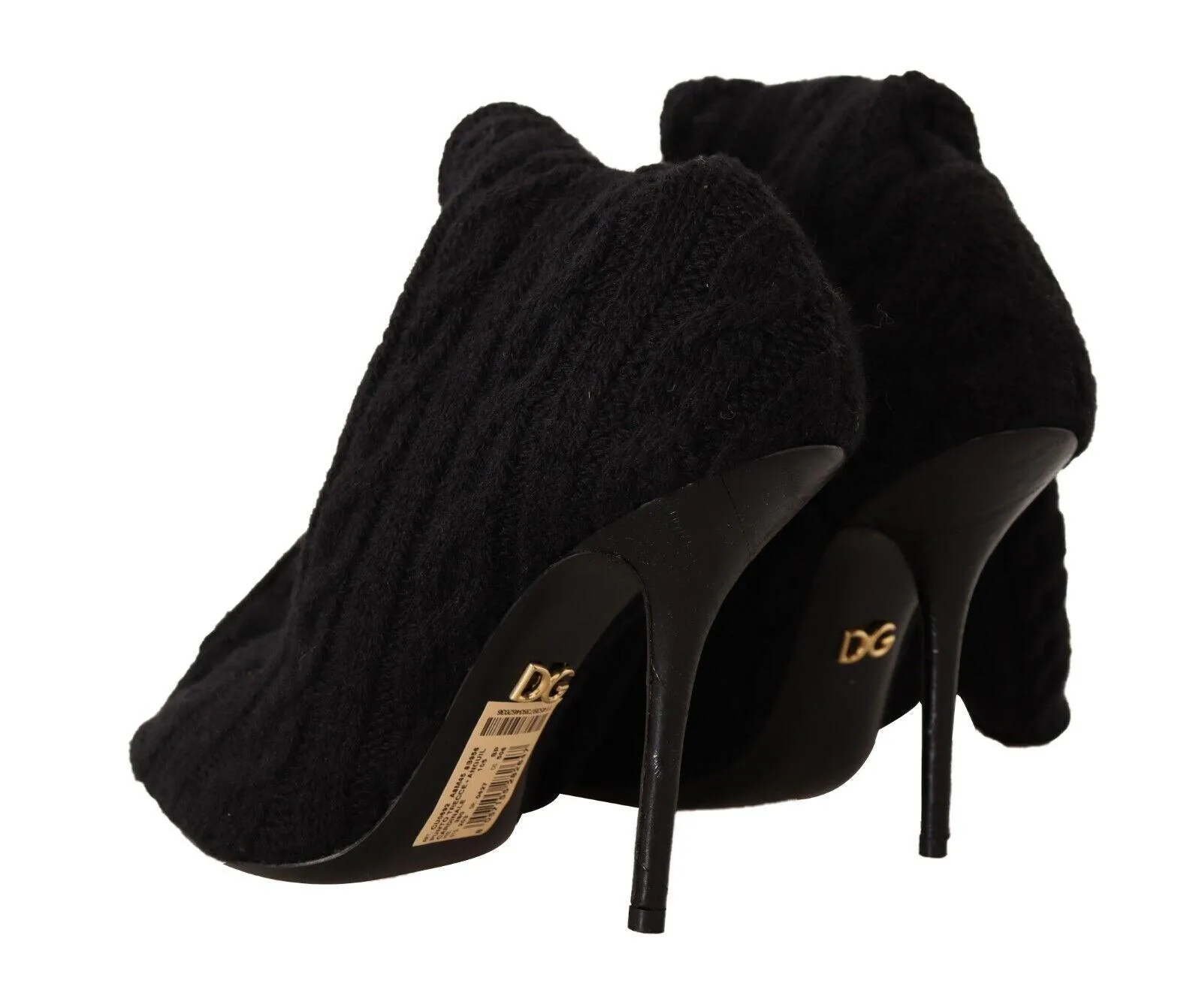 Dolce & Gabbana Black Stretch Socks Knee High Boots