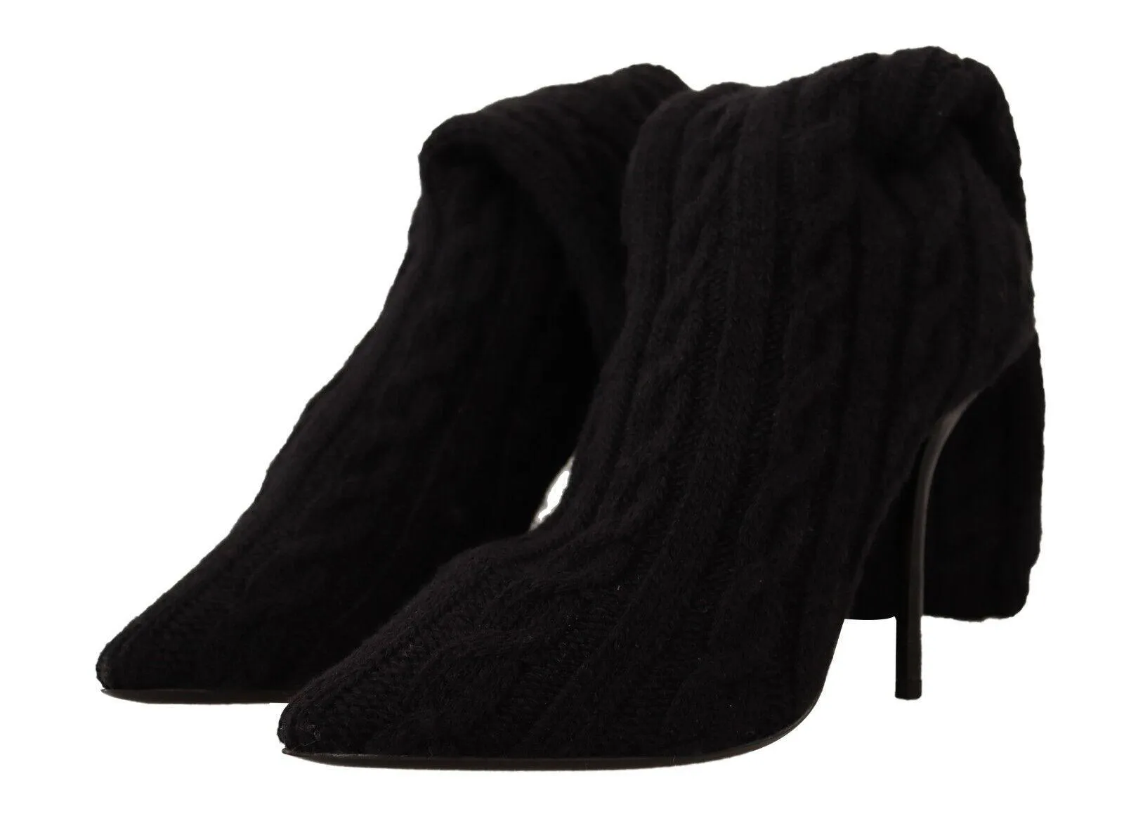 Dolce & Gabbana Black Stretch Socks Knee High Boots