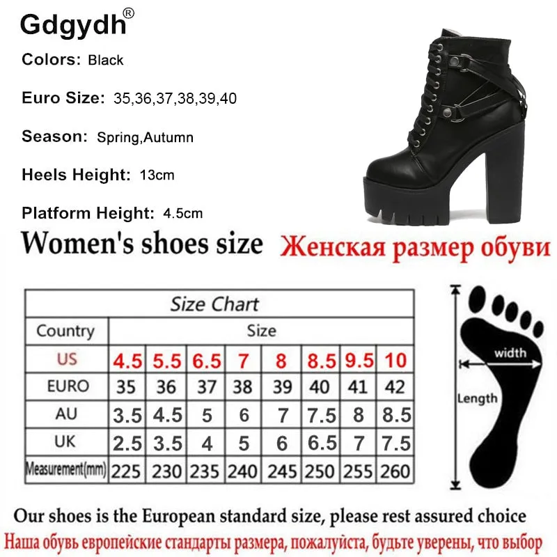 Fashion Black Boots Women Designer platform High Heel Spring Autumn Lace-up Soft Leather Platform Shoes