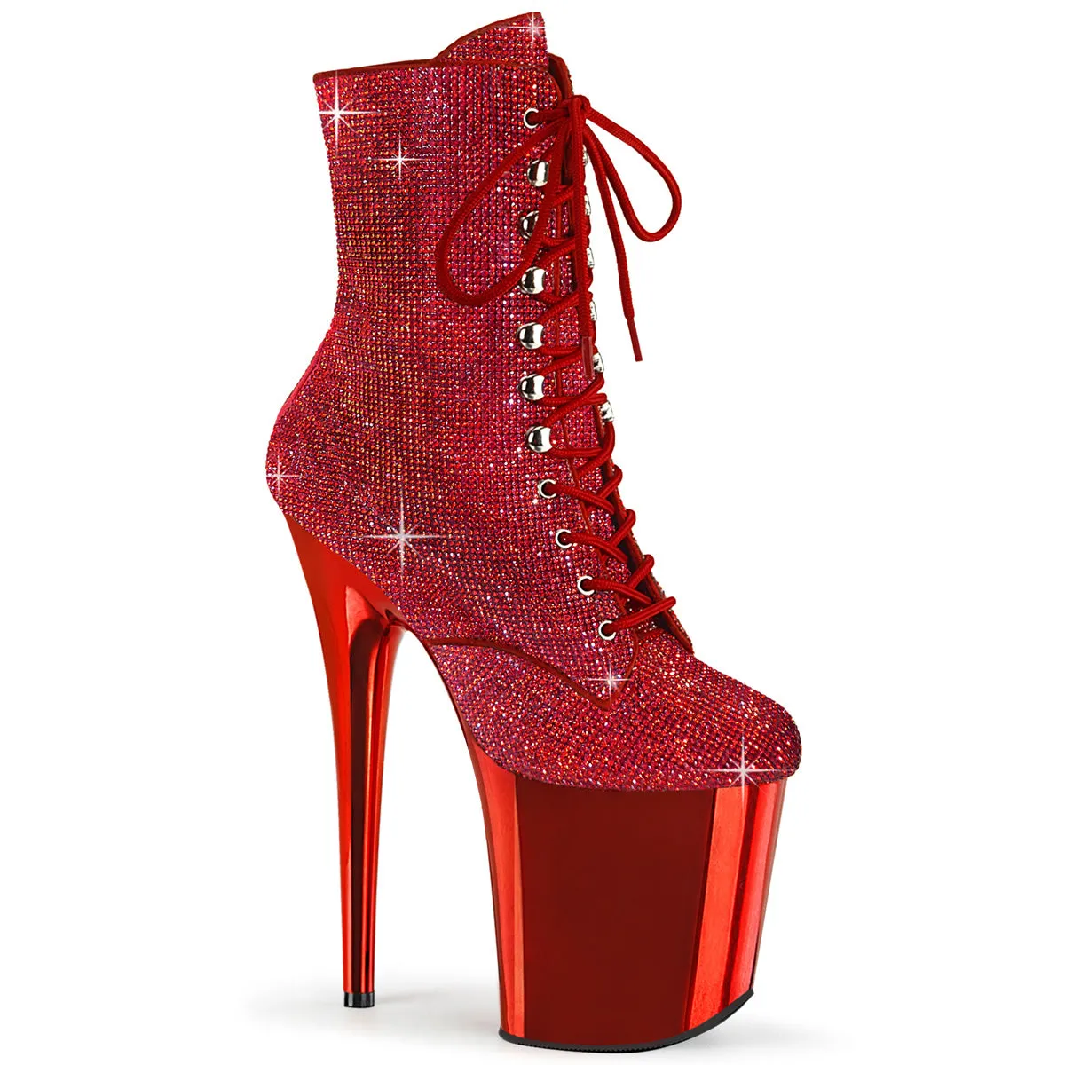 Flamingo 1020CHRS Red Rhinestone 8" Heel Platform Ankle Boots Direct