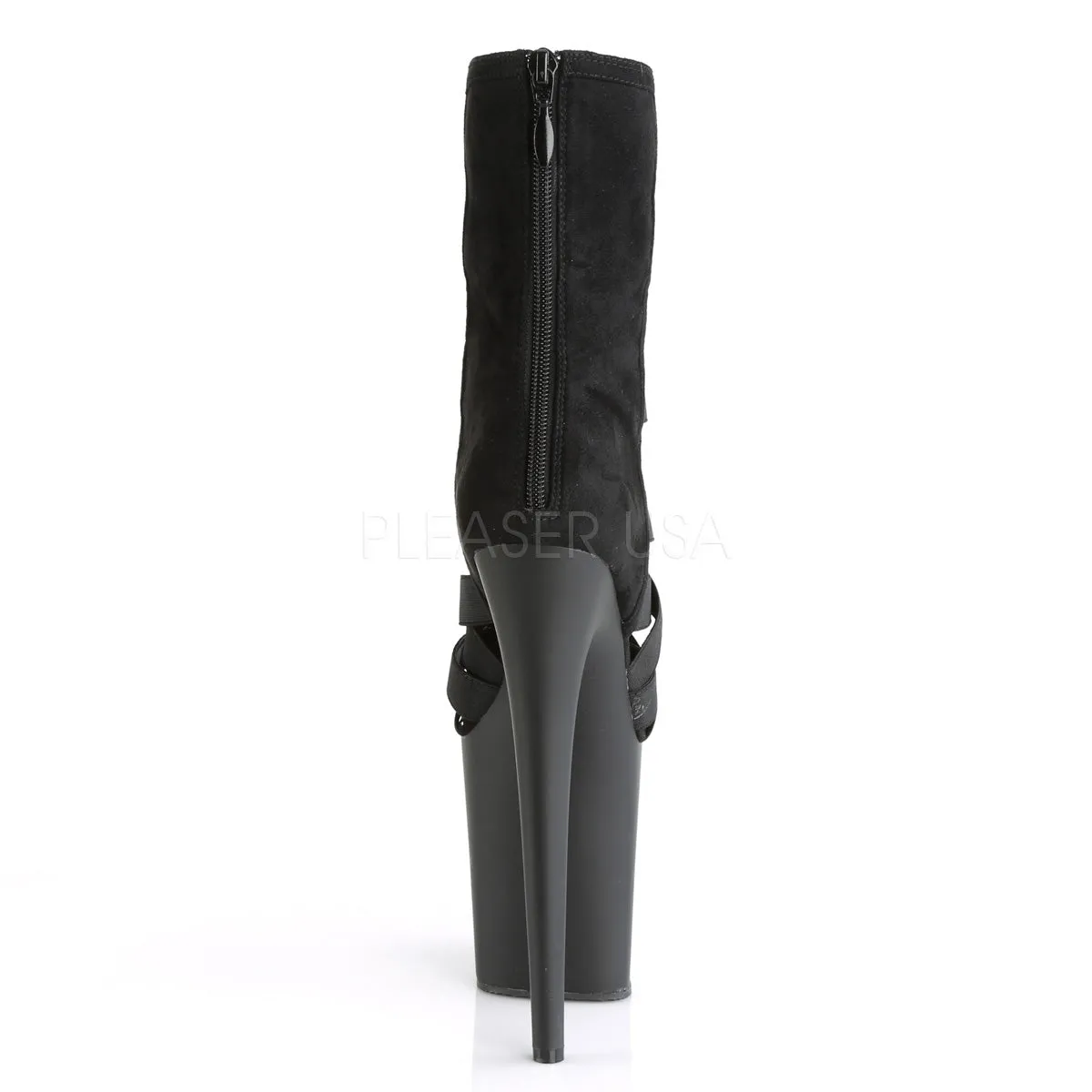 Flamingo 800-24 Black Elastic Strap Ankle Boots 8" High Heels - DIRECT