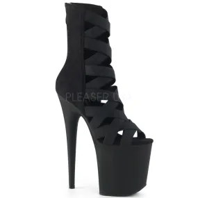 Flamingo 800-24 Black Elastic Strap Ankle Boots 8" High Heels - DIRECT
