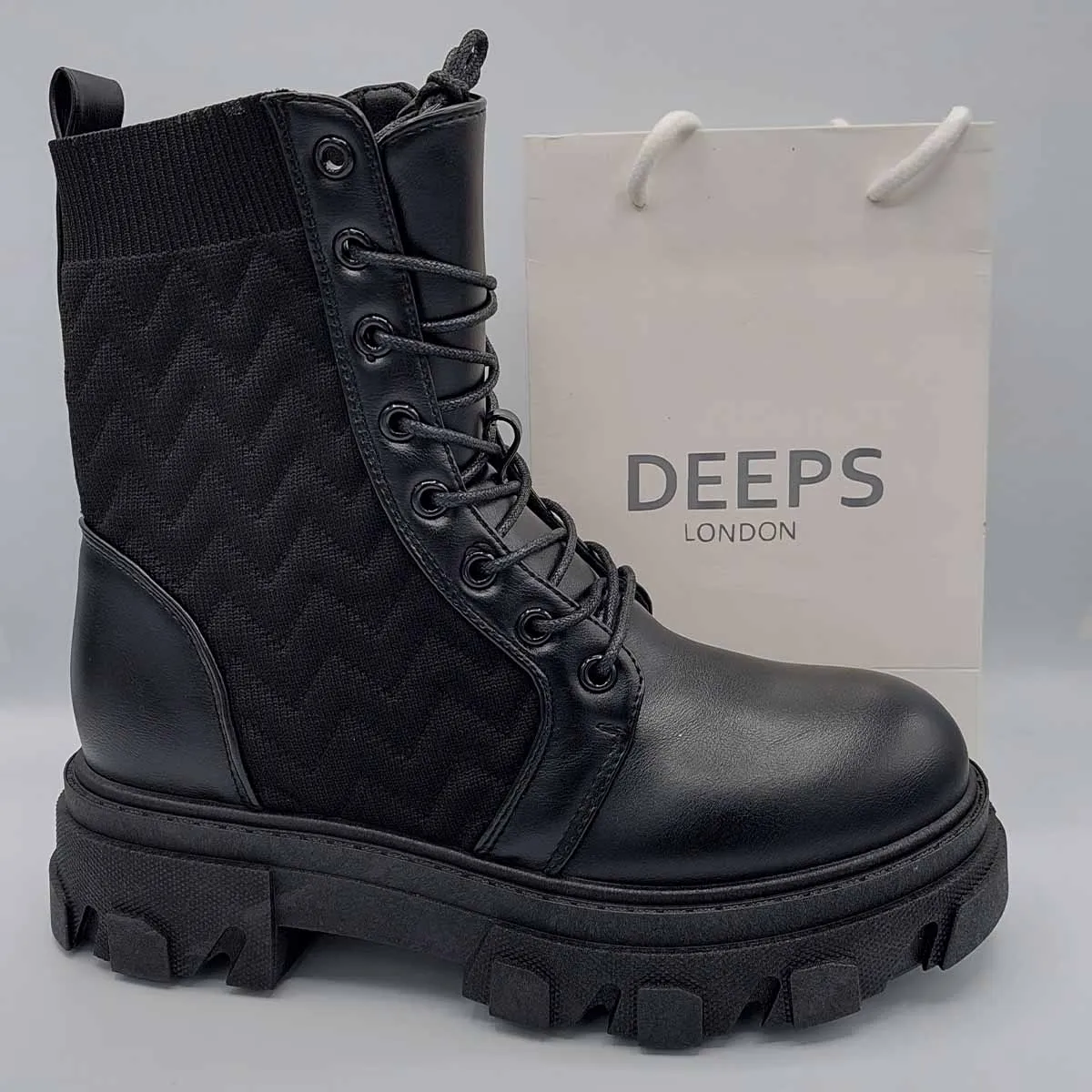 KACI CHUNKY PLATFORM ANKLE BOOTS WITH FRONT LACE UP