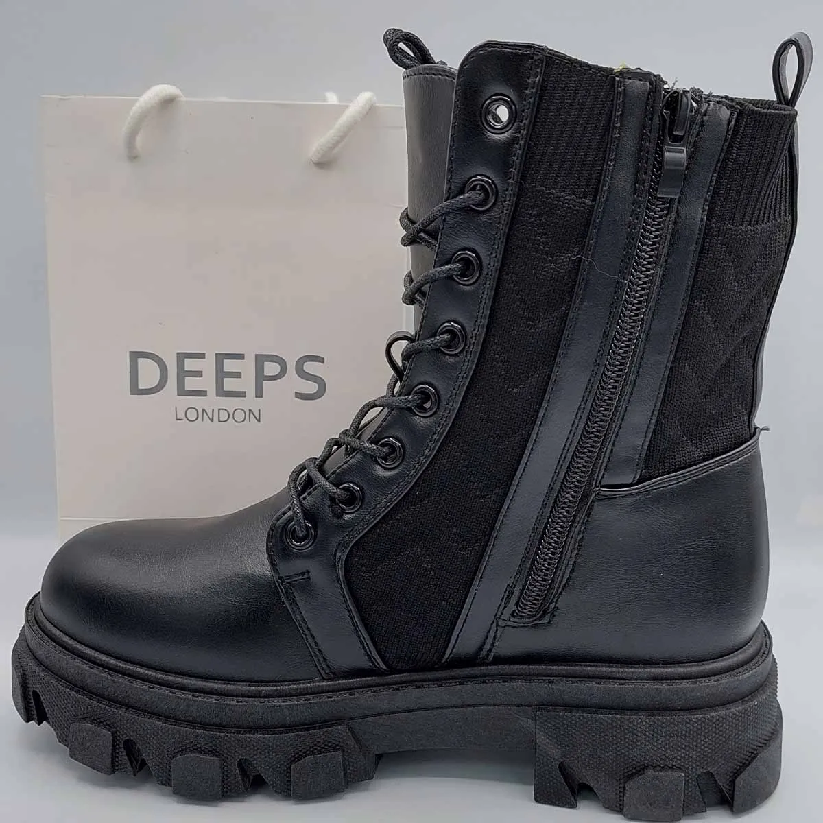 KACI CHUNKY PLATFORM ANKLE BOOTS WITH FRONT LACE UP