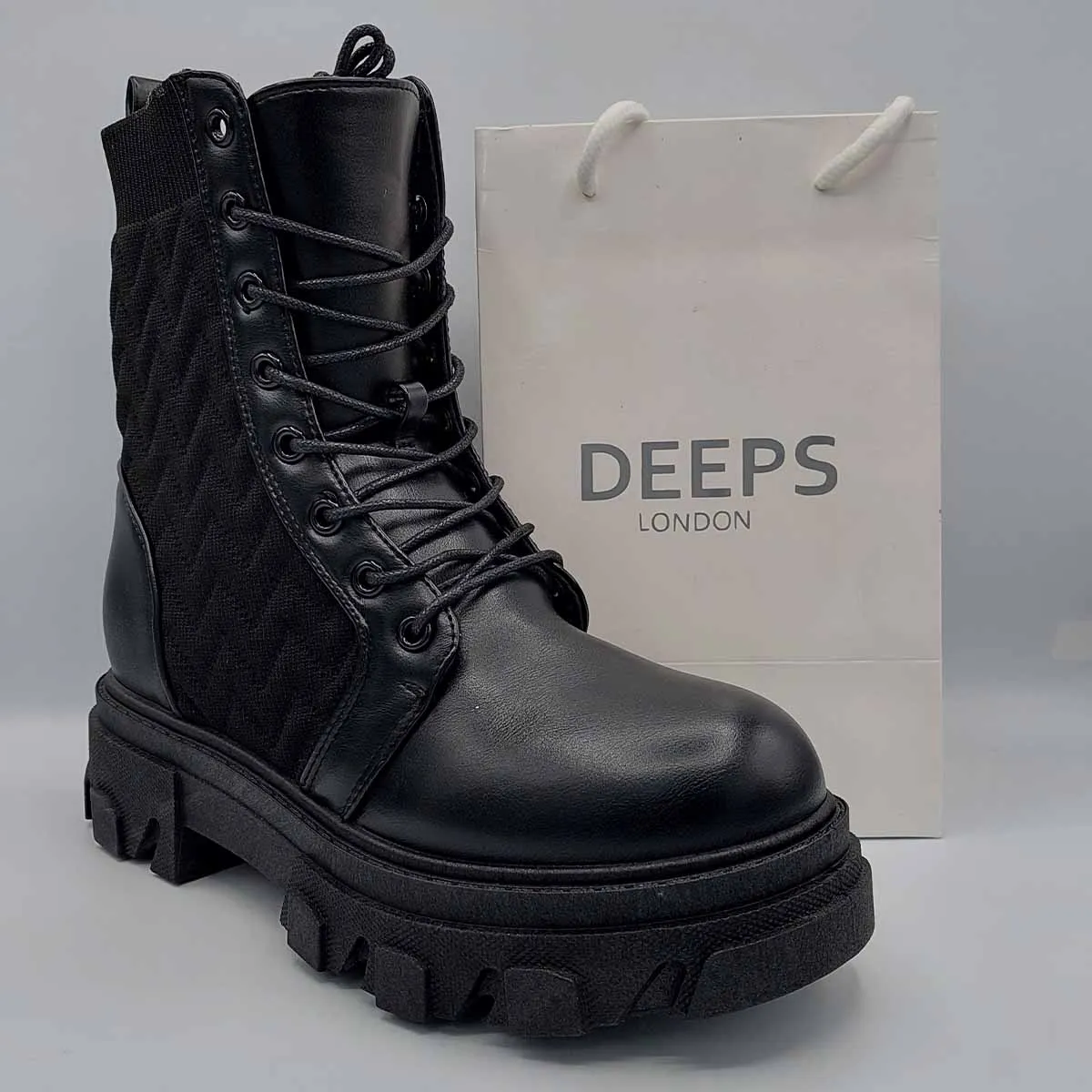 KACI CHUNKY PLATFORM ANKLE BOOTS WITH FRONT LACE UP