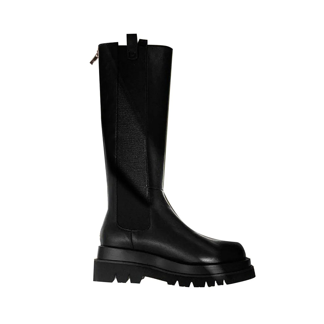 KANIO Platform Leather Knee High Boots
