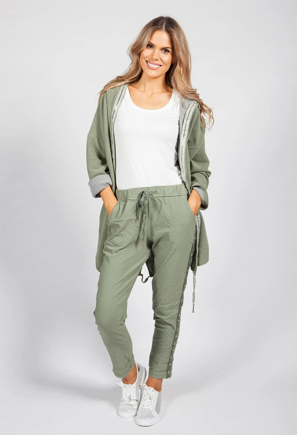 Khaki Ring Detail Joggers