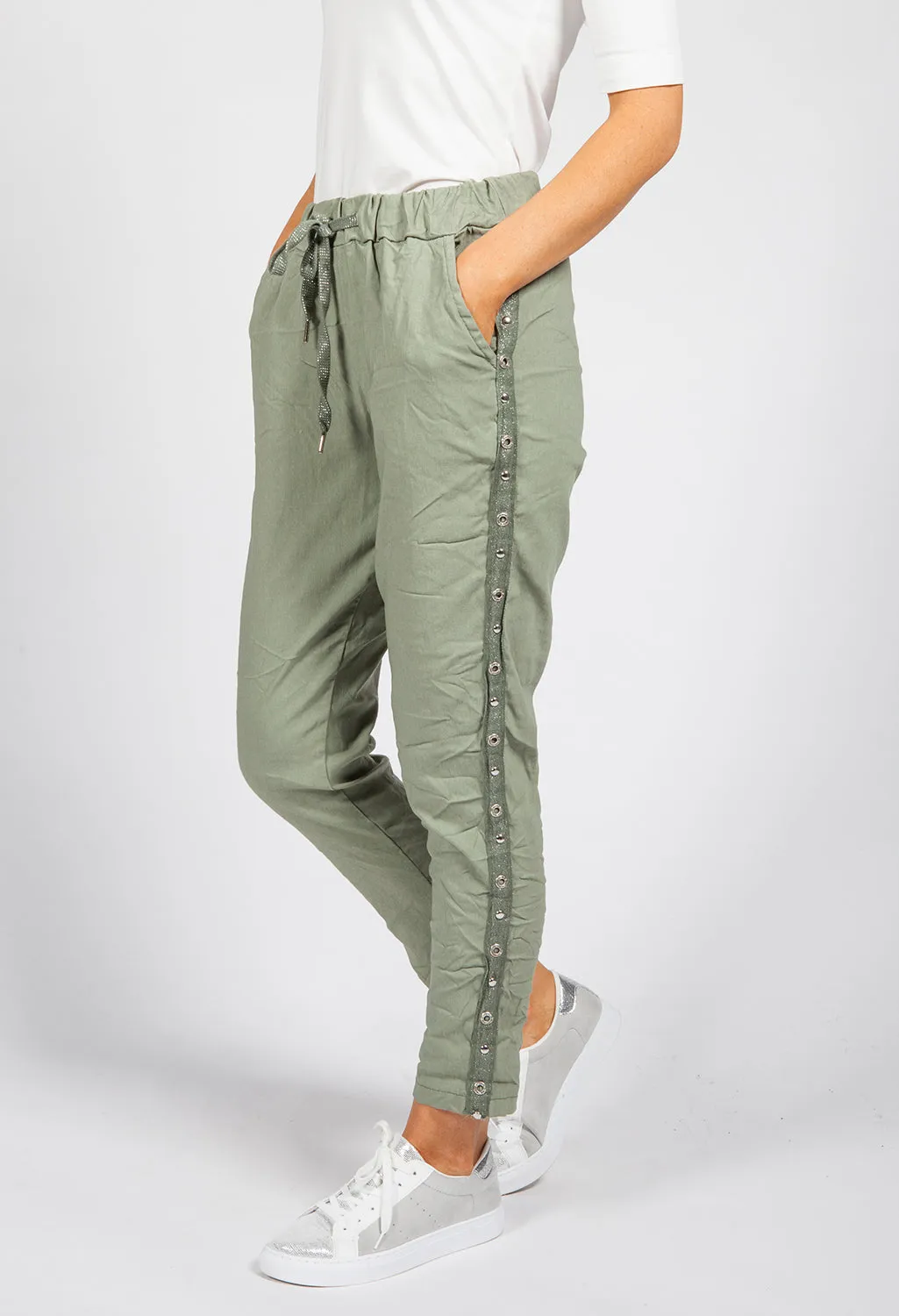 Khaki Ring Detail Joggers