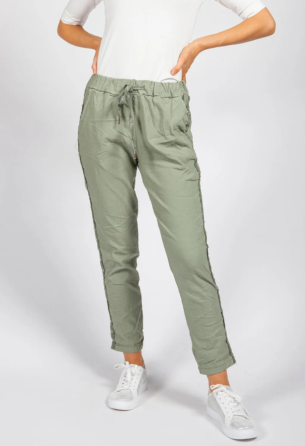Khaki Ring Detail Joggers