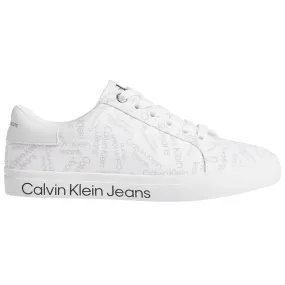 Low Profile All Over Print Cotton Sneakers - White