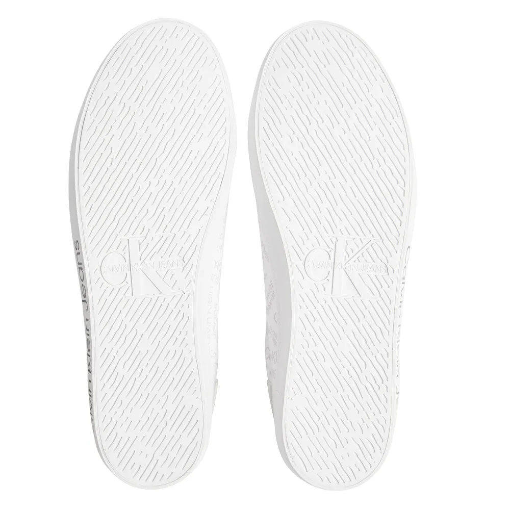 Low Profile All Over Print Cotton Sneakers - White