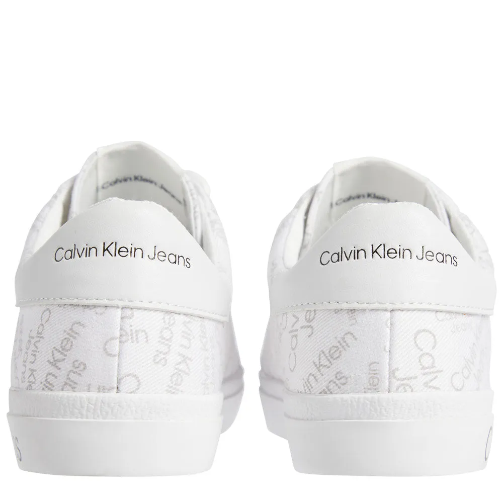 Low Profile All Over Print Cotton Sneakers - White
