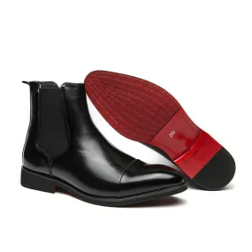 Men’s Pointed Toe High-Top Leather Boots – Red Sole Martin Boots, European & American Style
