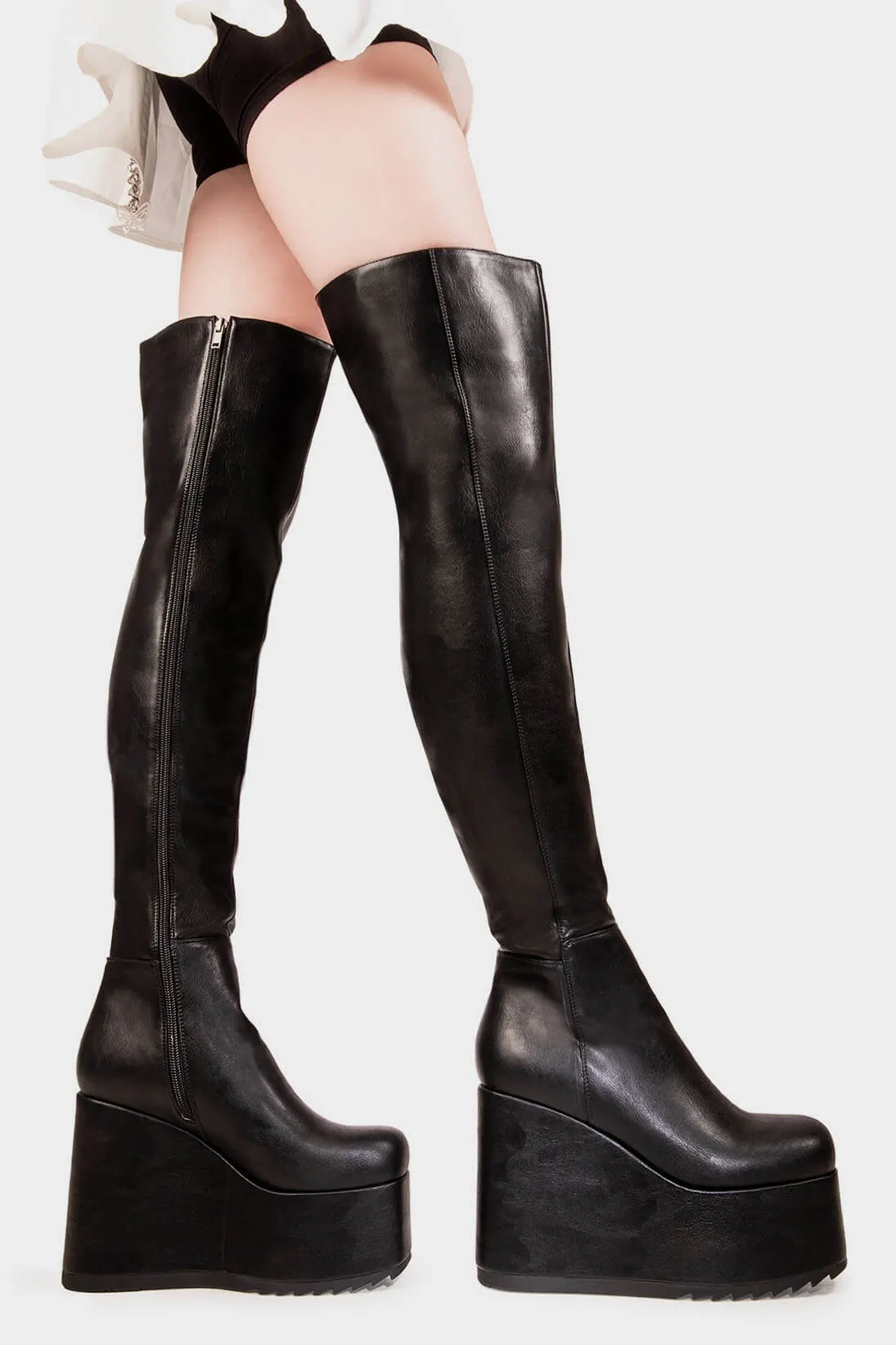 Never Again Chunky Platform Thigh High Boots
