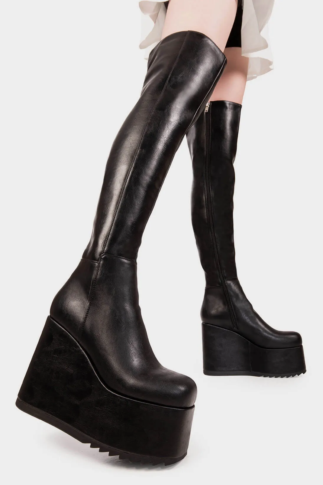 Never Again Chunky Platform Thigh High Boots