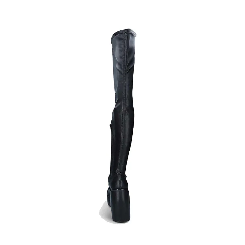 NIELS Block Heel Platform Over The Knee Boots