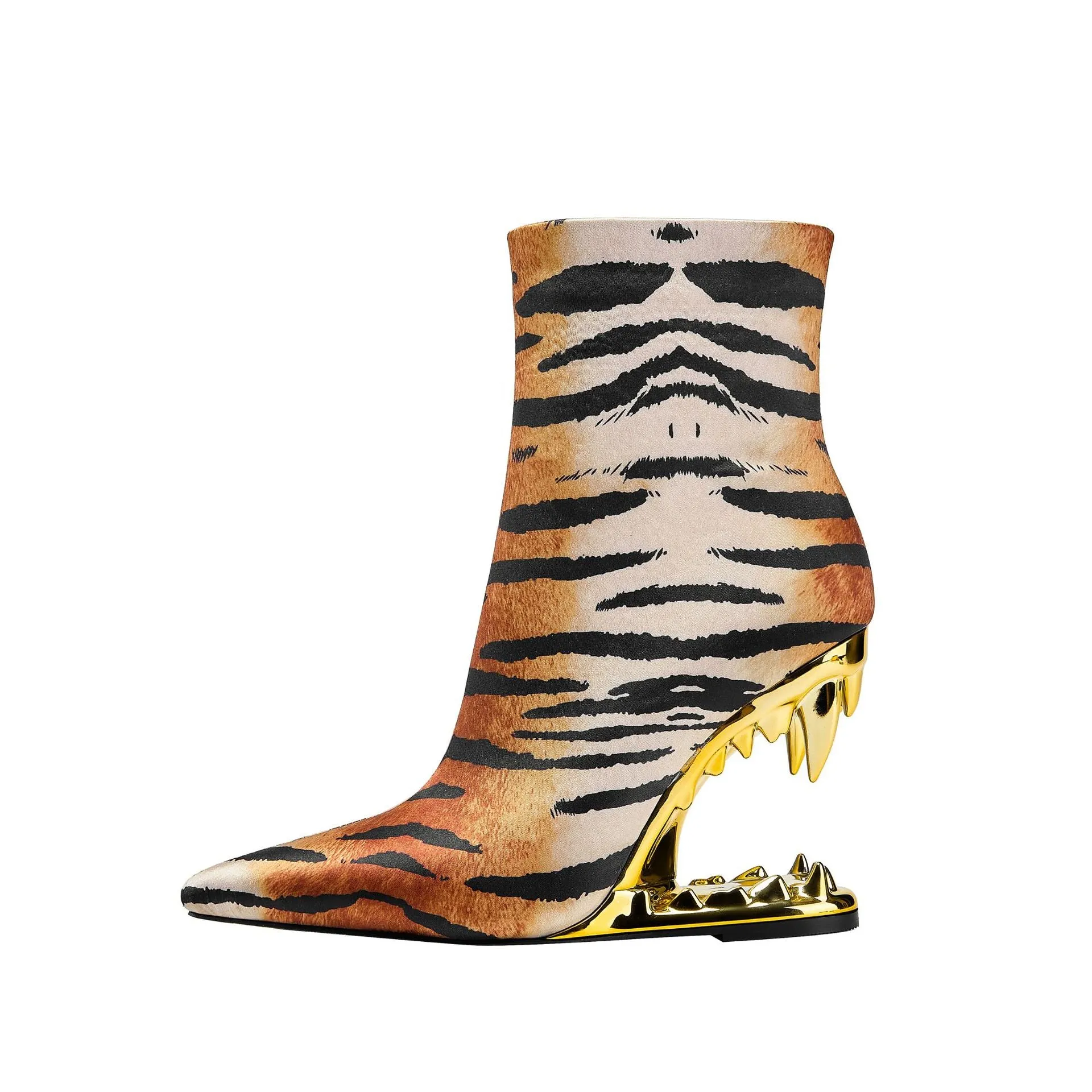 Pointed Irregular Fanged Side Zip Short Fashion Boots