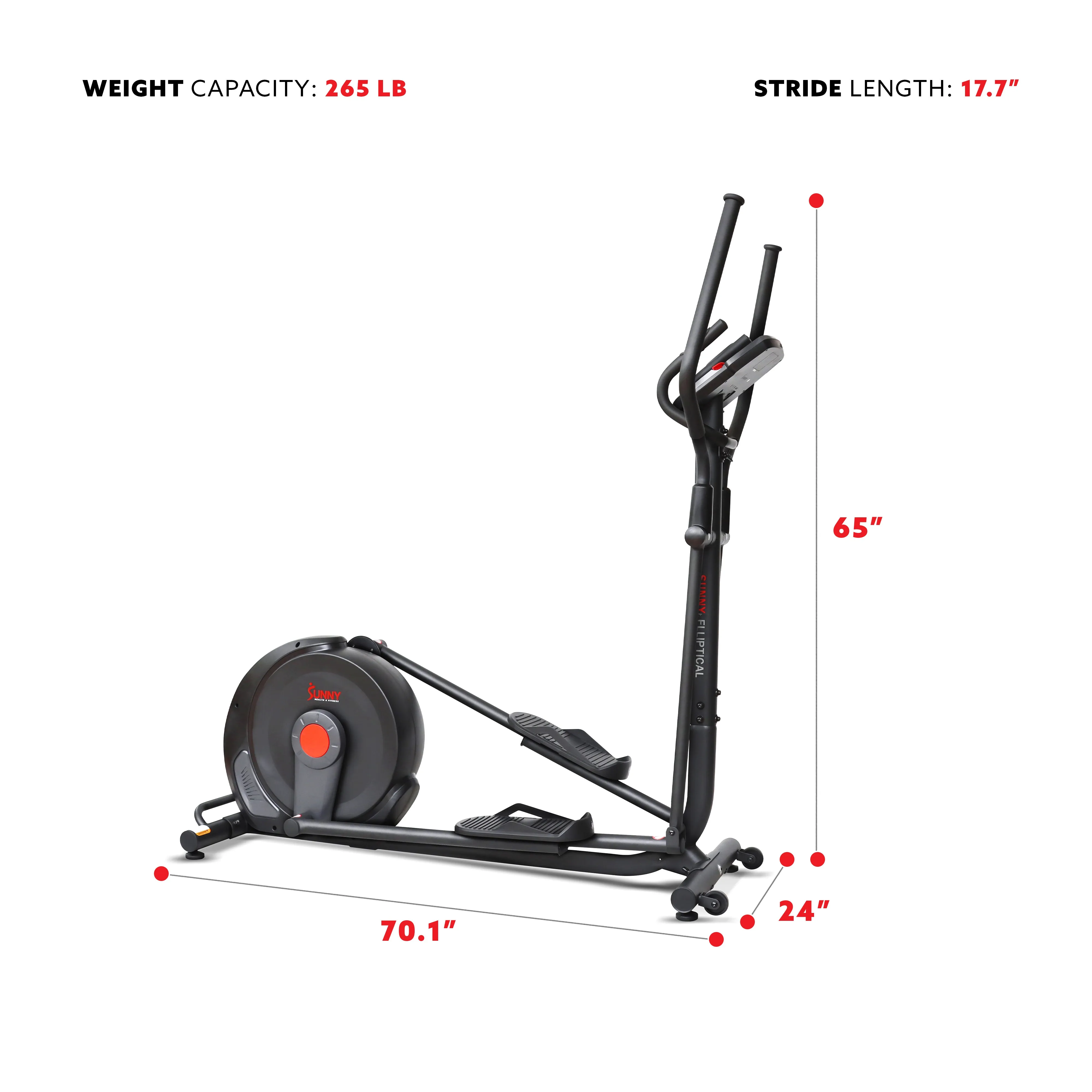 Power Stride Smart Electro-Magnetic Elliptical Machine with 18" stride length