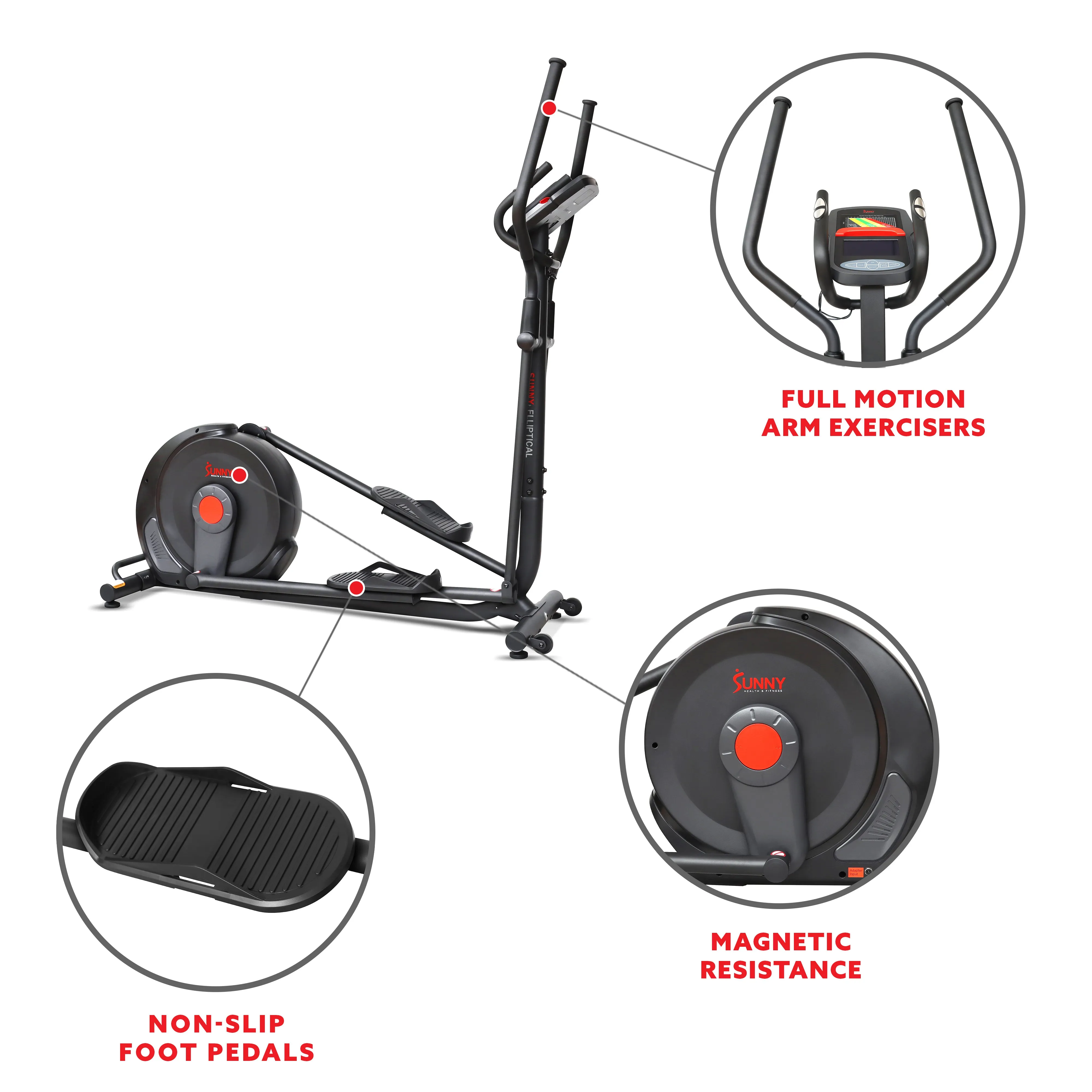 Power Stride Smart Electro-Magnetic Elliptical Machine with 18" stride length