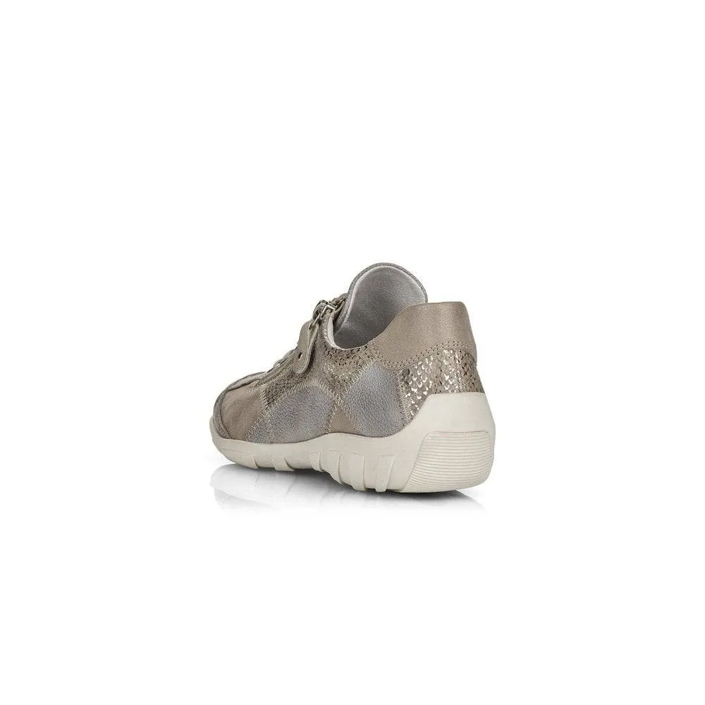 Remonte Metallic Patchwork Lace & Zip Up Trainer