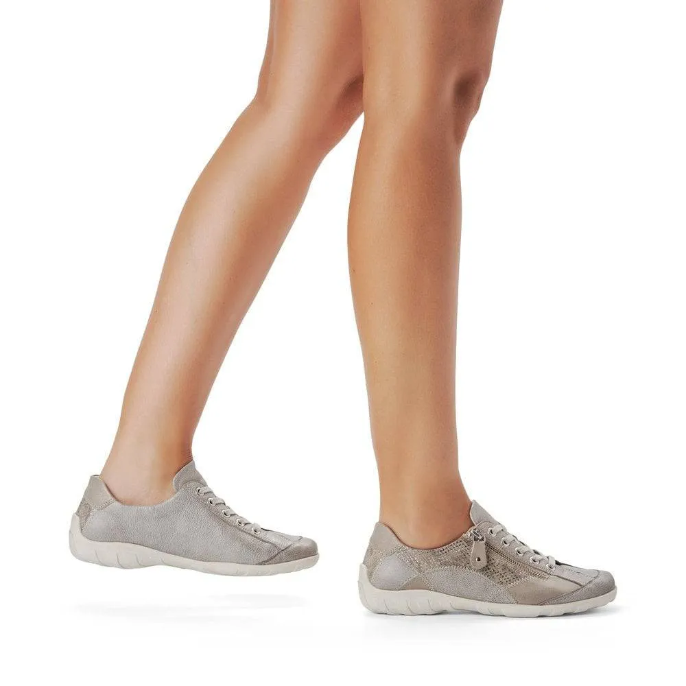 Remonte Metallic Patchwork Lace & Zip Up Trainer