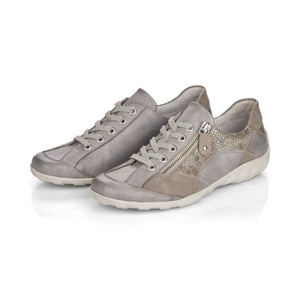 Remonte Metallic Patchwork Lace & Zip Up Trainer