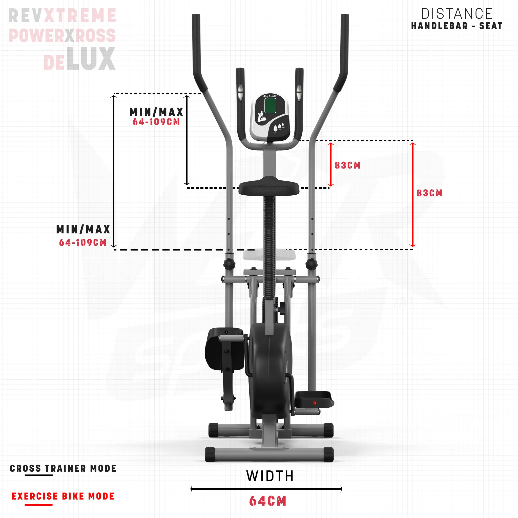 RevXtreme PowerXross Deluxe 2-in-1 Elliptical Cross Trainer BLACK-SILVER