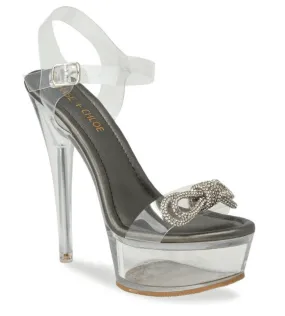 Serenity-5 Clear platform High Heels Ankle Strap Gunmetal