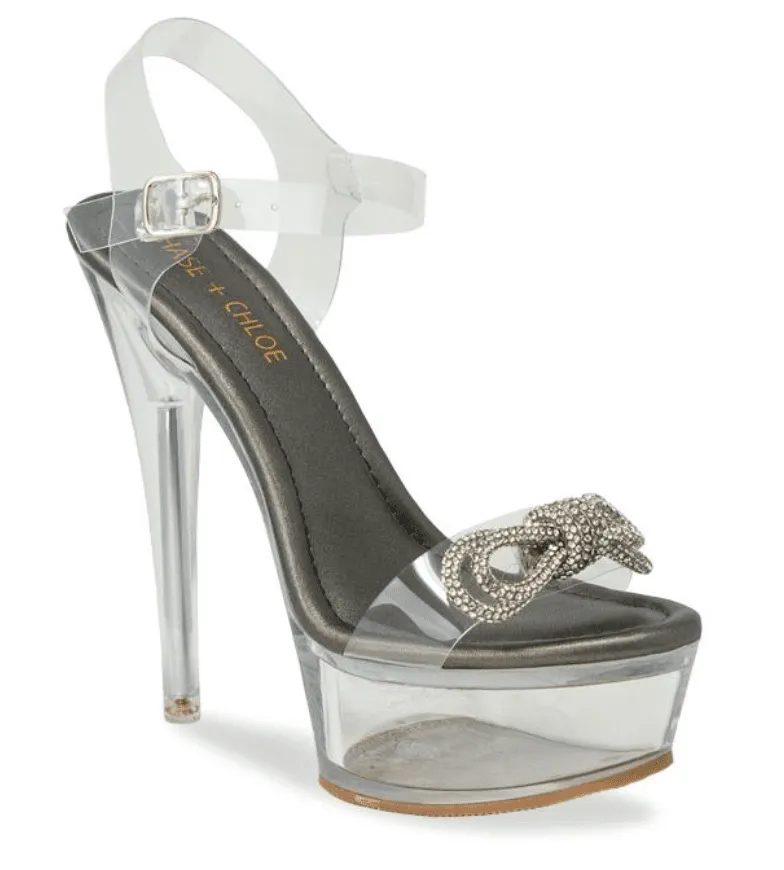 Serenity-5 Clear platform High Heels Ankle Strap Gunmetal