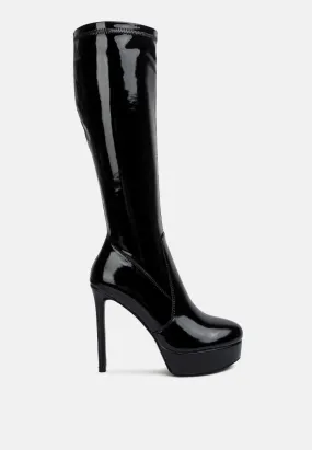 shawtie high heel stretch patent calf boots