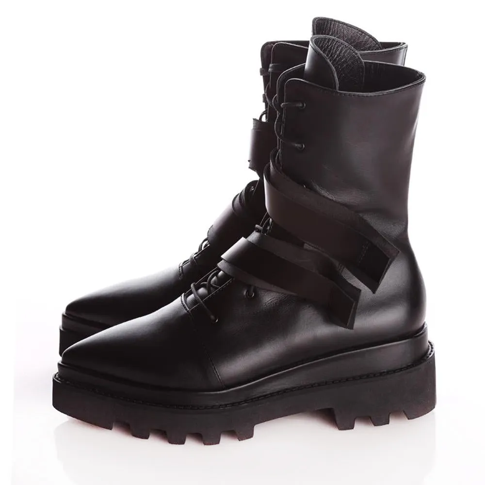 SHR Make it Double black leather booties