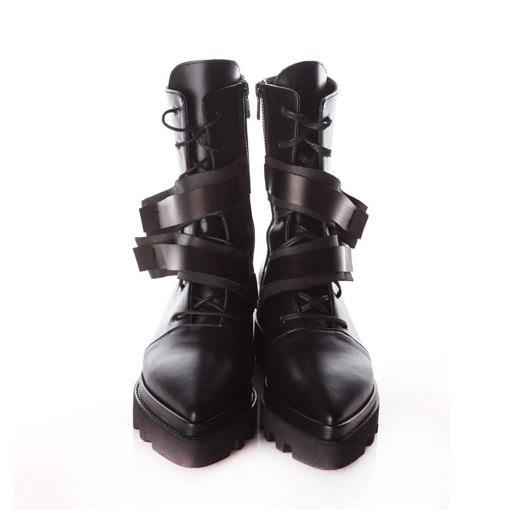 SHR Make it Double black leather booties