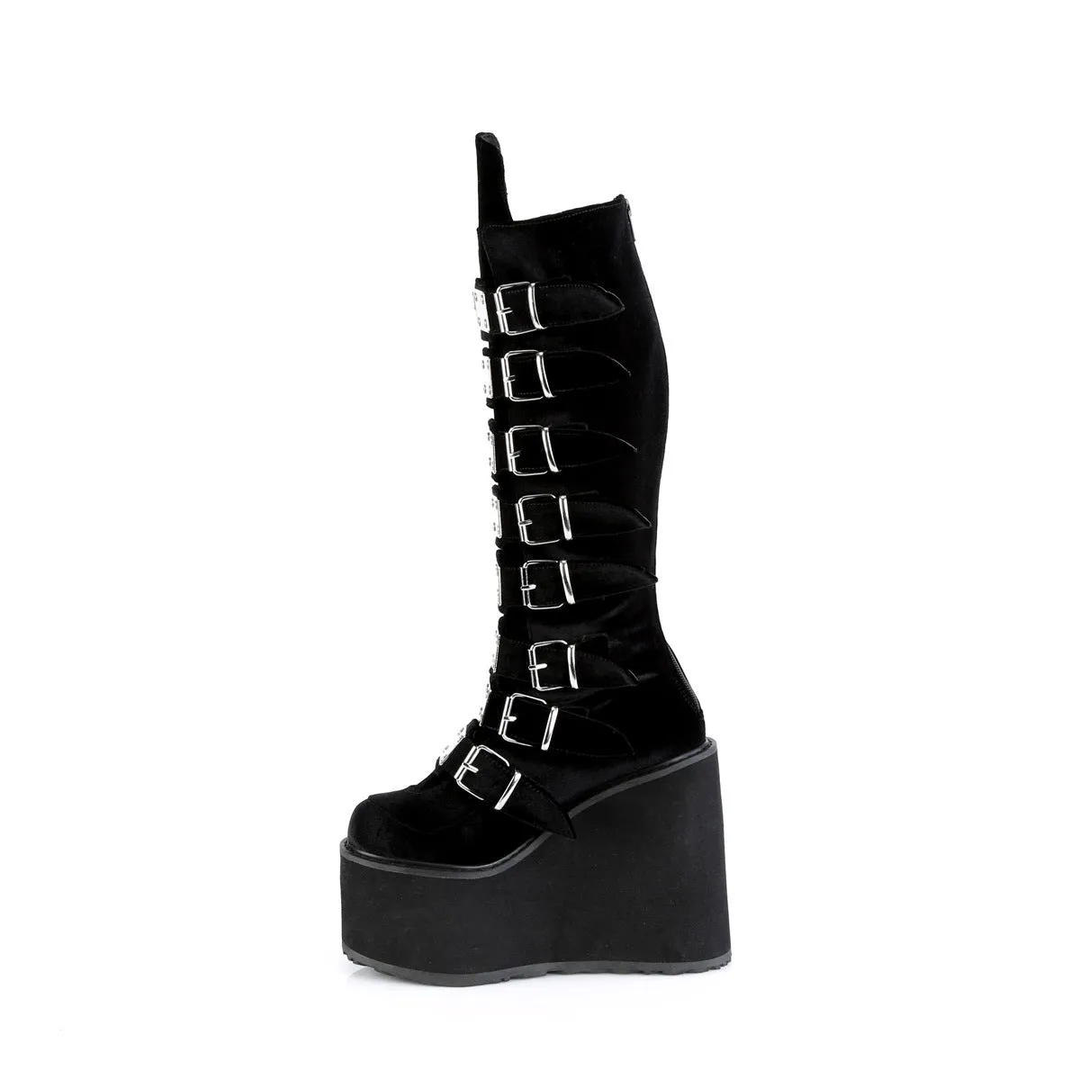 Swing 815 Black Velvet Platform Knee Boots