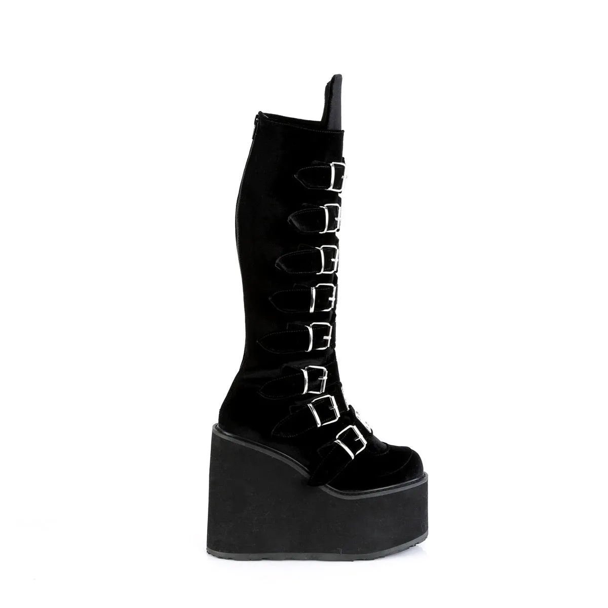 Swing 815 Black Velvet Platform Knee Boots