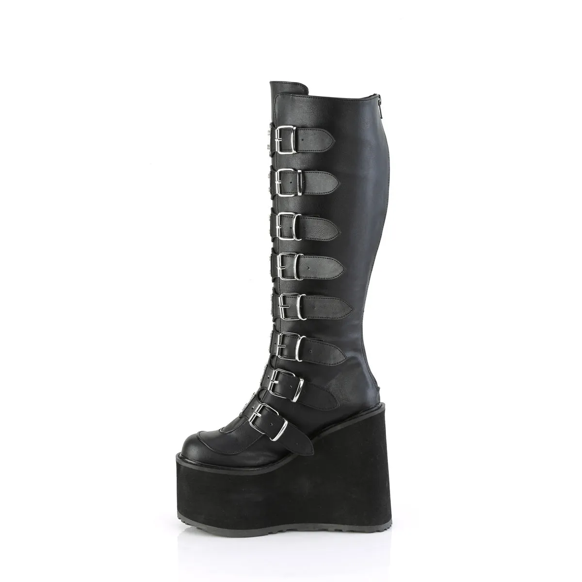 Swing 815WC Black Matte Wide Calf Platform Knee Boots