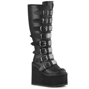 Swing 815WC Black Matte Wide Calf Platform Knee Boots