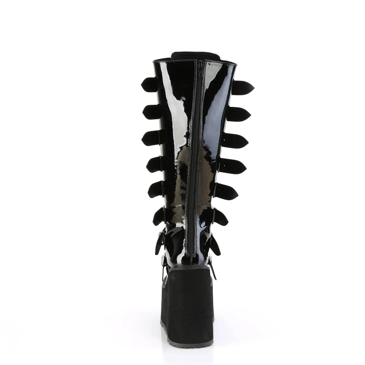 Swing 815WC Black Patent Wide Calf Platform Knee Boots