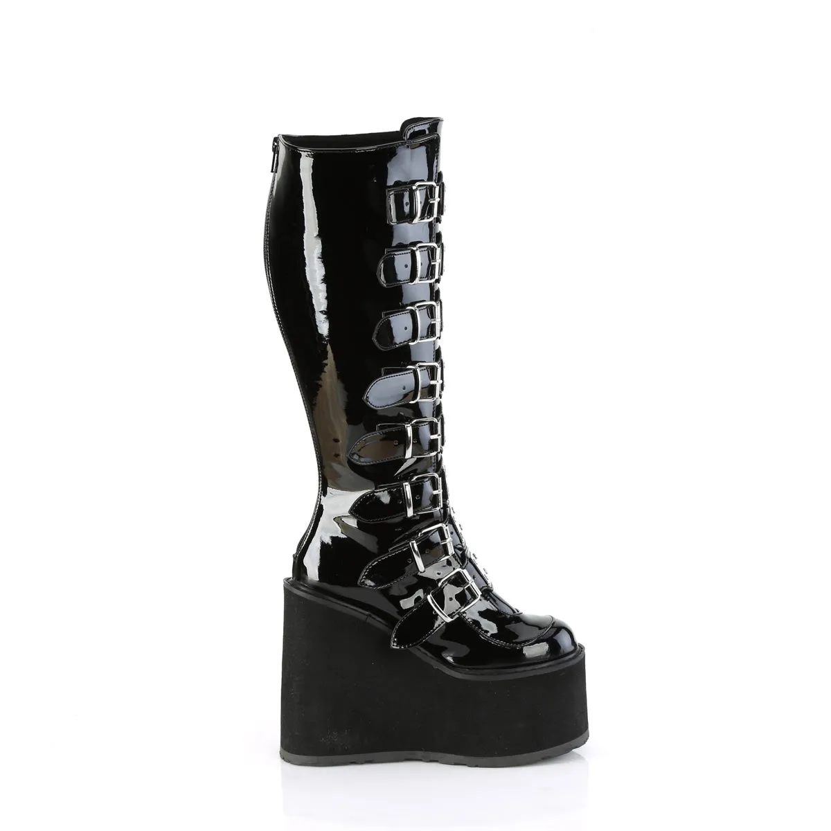 Swing 815WC Black Patent Wide Calf Platform Knee Boots