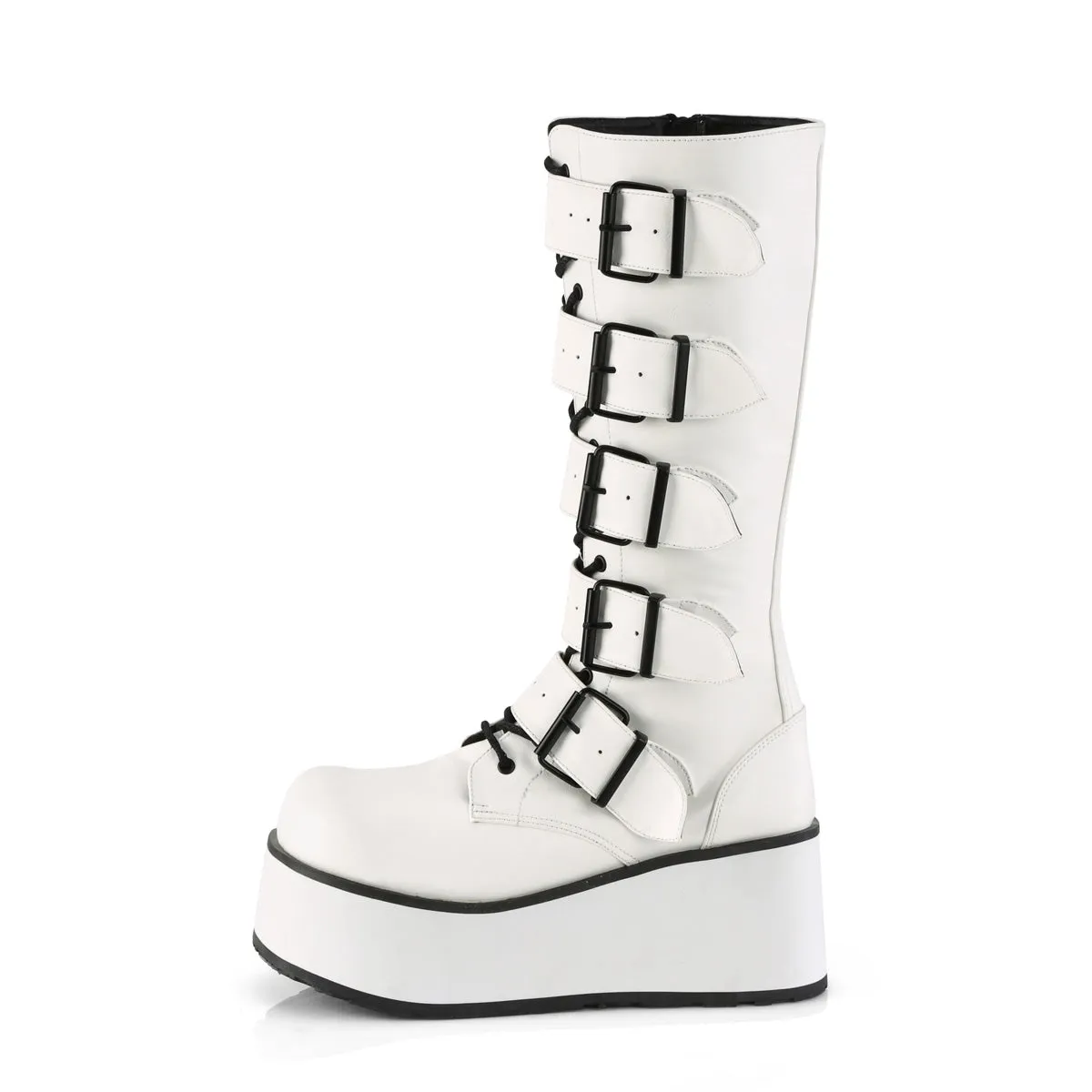 Trashville 518 White Vegan Leather Platform Knee Boots