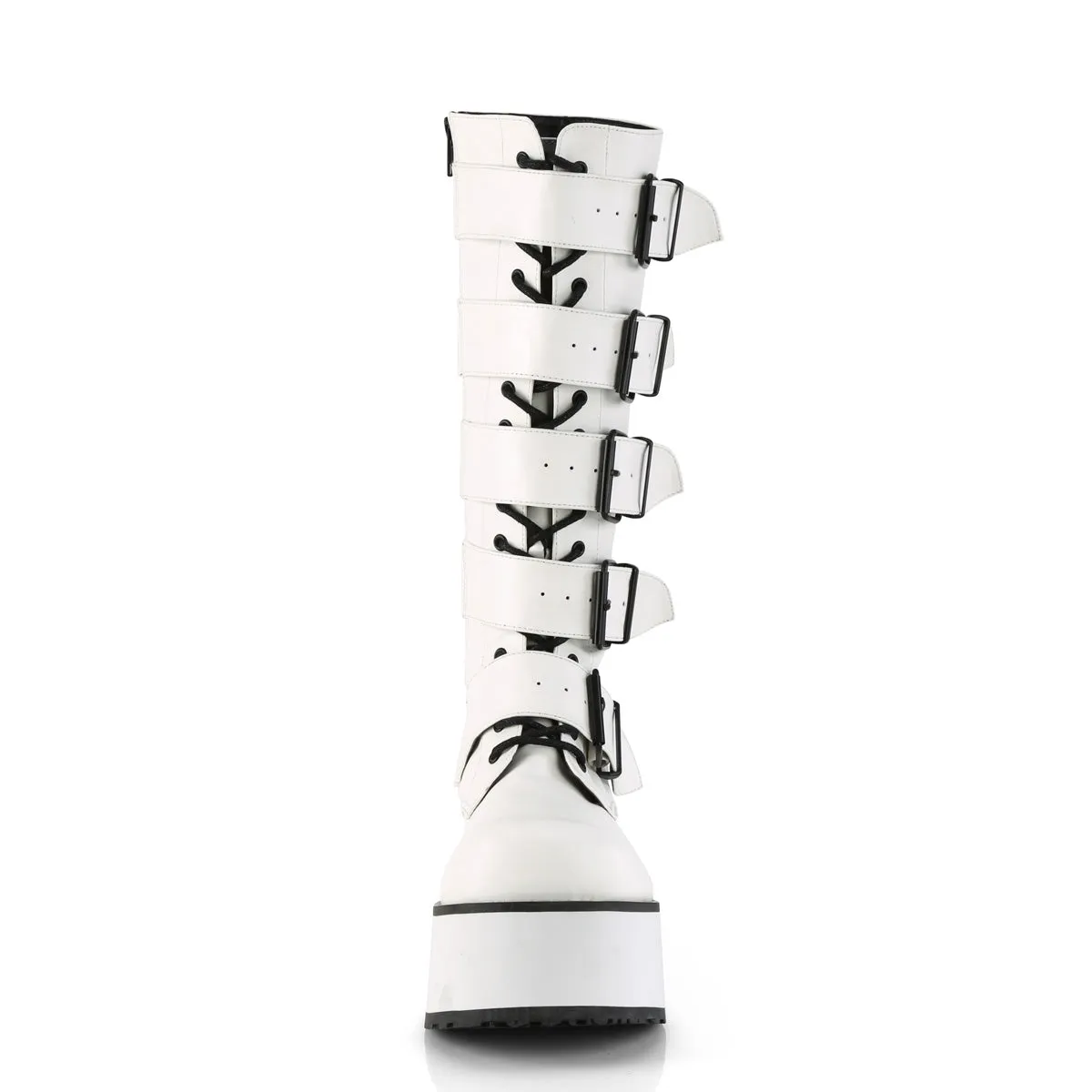 Trashville 518 White Vegan Leather Platform Knee Boots